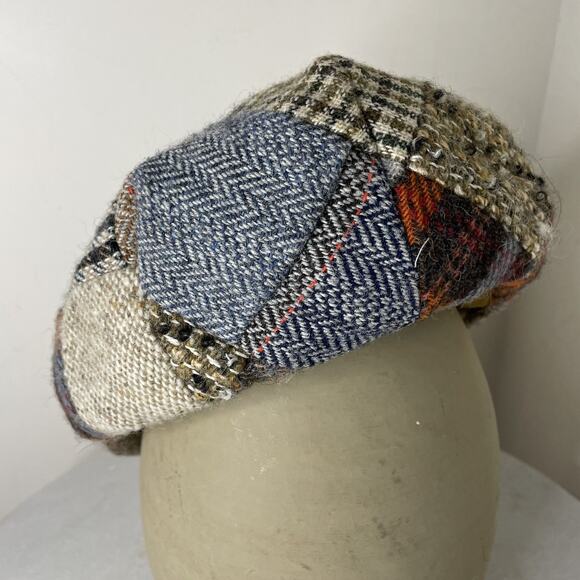Vintage Irish Tweed Hat Patchwork Wool NewsBoy, Flat Cap, Driving Women Small main image 6